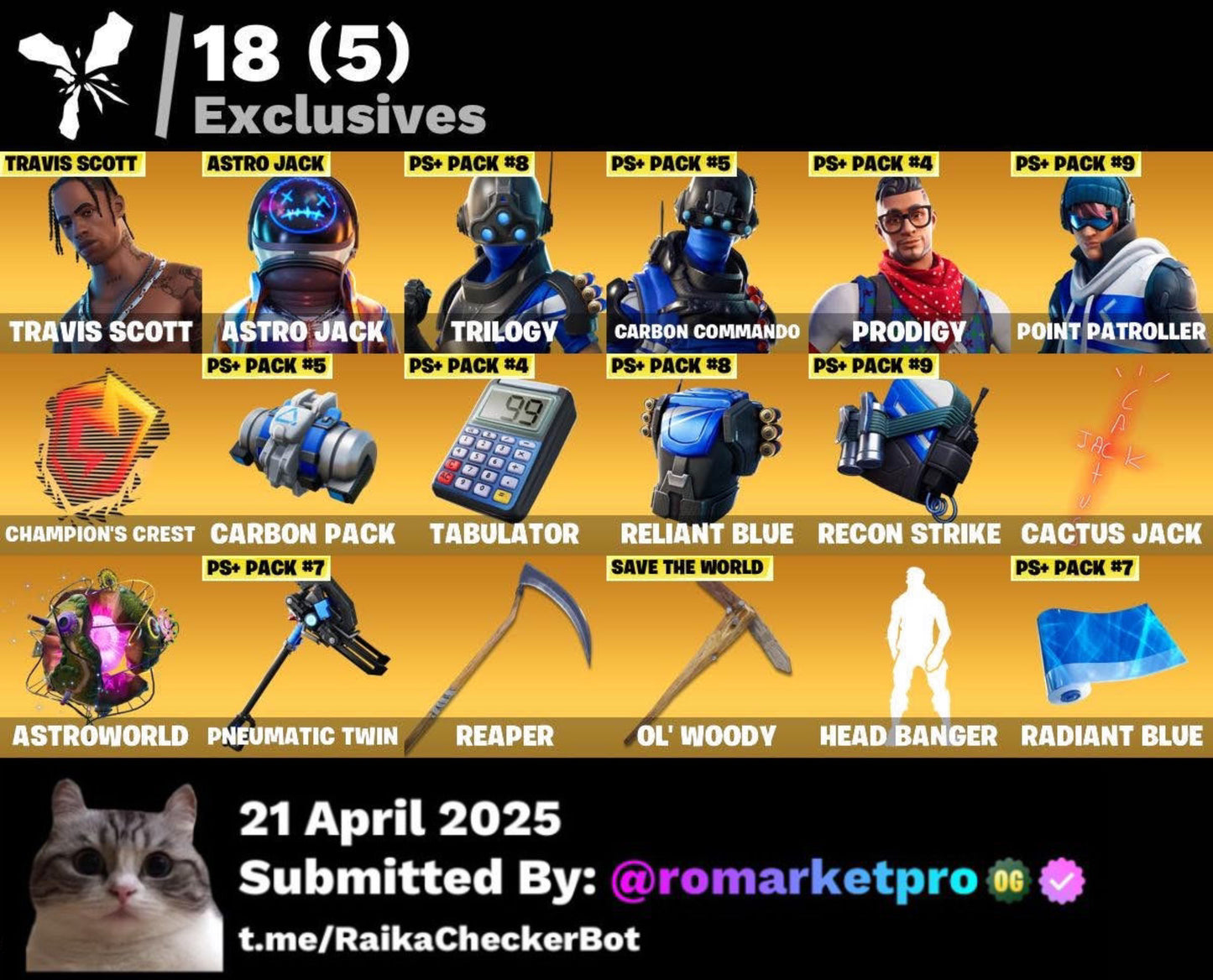 Cont Fortnite 119 skins | Travis - Astro