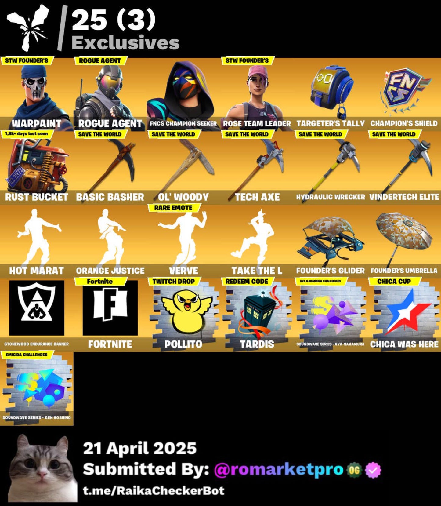 Cont Fortnite 131 skins | Take the L
