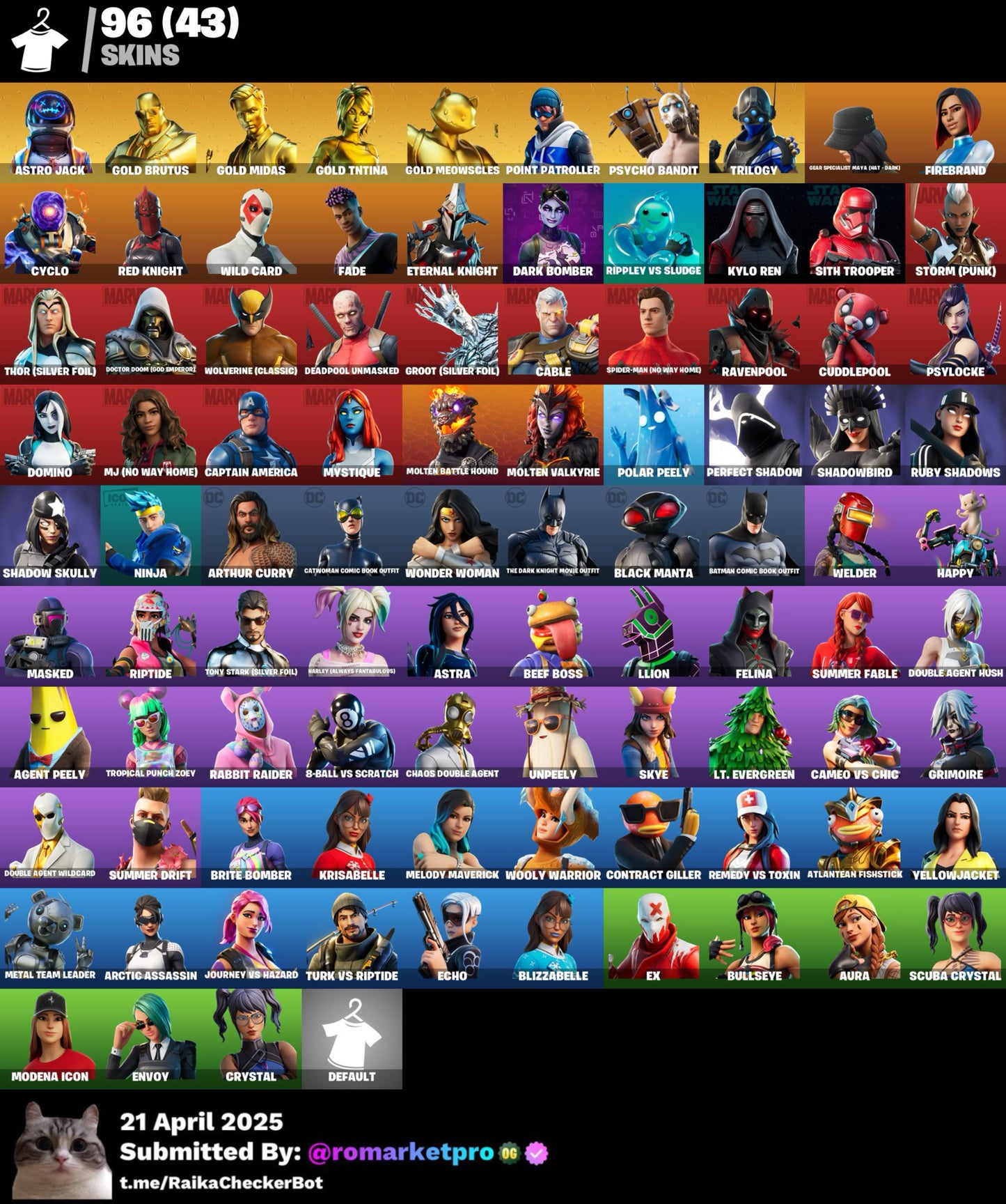 Cont Fortnite 96 skins | Psycho bandit