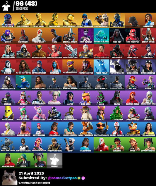 Cont Fortnite 96 skins | Psycho bandit